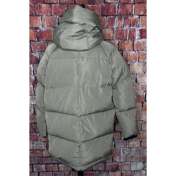 OROLAY Thickened Down Jacket Coat Parka Faux Sherpa Lined Hooded Green Small - Picture 5 of 11